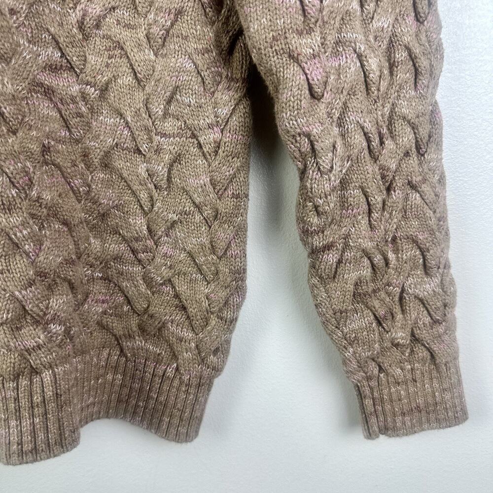 Lands' End Drifter Cable Knit Women's Crew Neck Sweater Brown - Picture 6 of 8